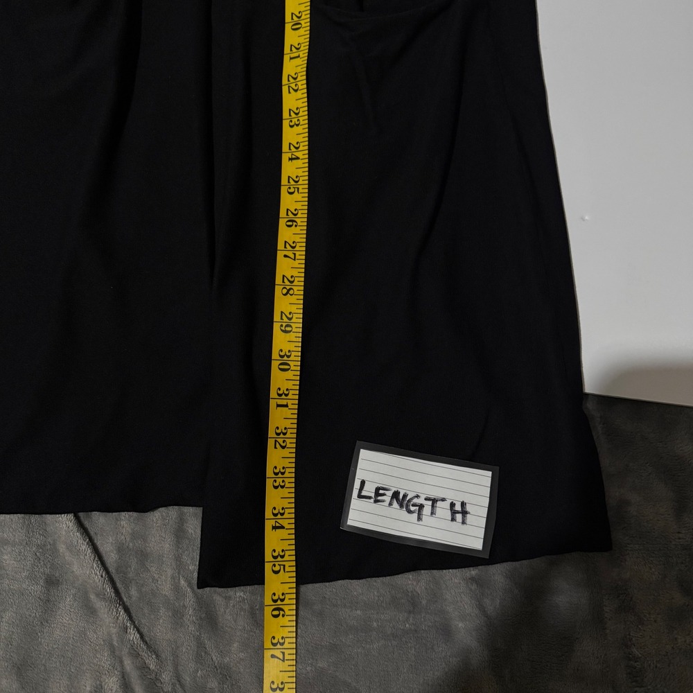 Eileen Fisher Long Line Black Jersey Knit Cardigan L Open Front Pockets Basic - Picture 7 of 10